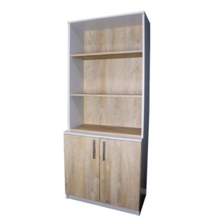 Витрина с полками и двумя распашными дверями